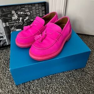 Vibrant Pink Loafers with Tassels